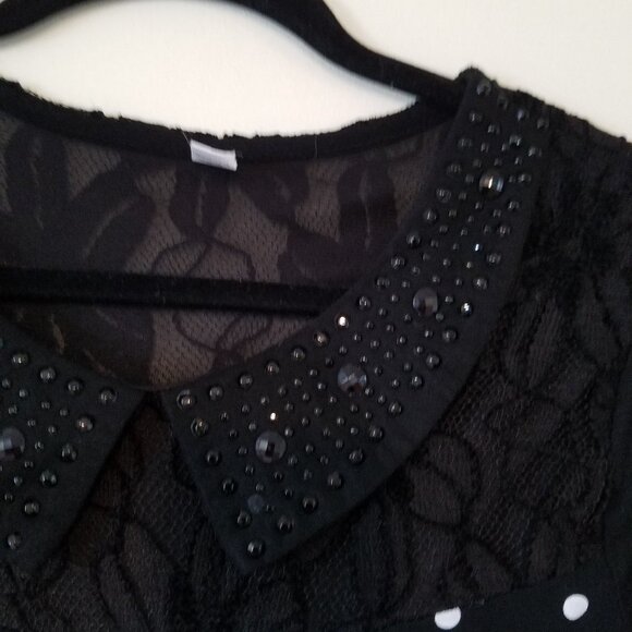 Black and white polka dot top sz XL - Picture 4 of 7